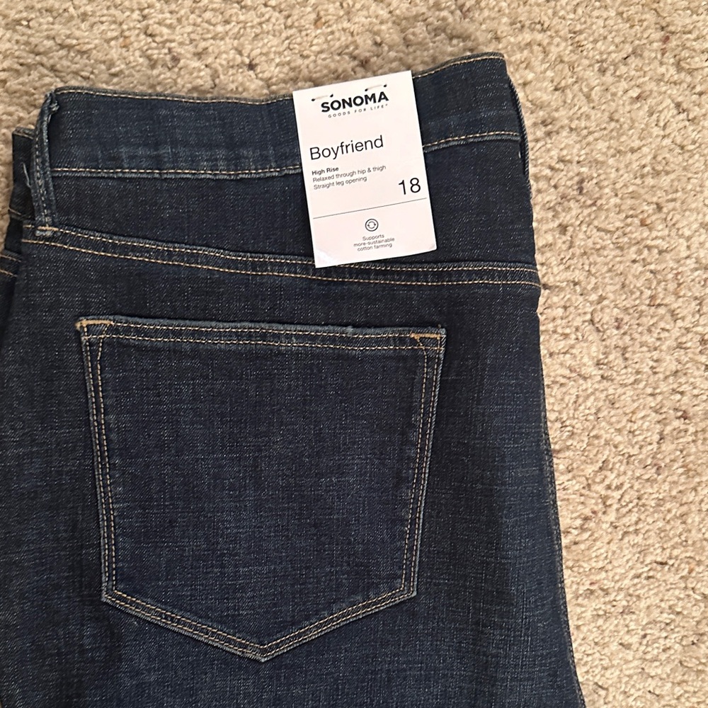 Brand new Sonoma Women's Boyfriend Jeans - Deep Indigo 18